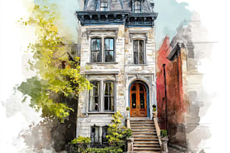 paint custom digital watercolor house, home building portrait illustrations