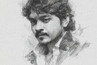 draw a custom digital charcoal pencil portrait
