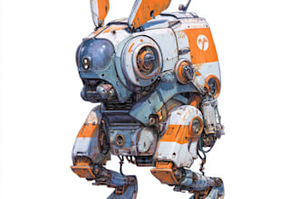 make a mecha robot art and illustration