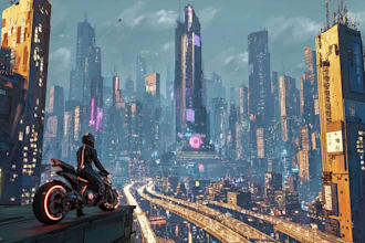 making a cyberpunk city design for you