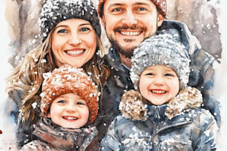 custom watercolor family portrait
