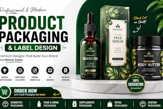 product packaging design and label with modern branding