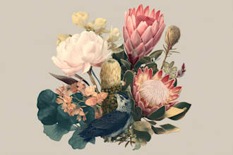 create vintage botanical, mystic, logo design illustration