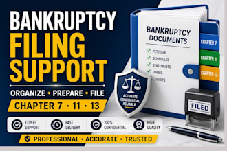 prepare bankruptcy document organization and chapter 7 11 13 filing support