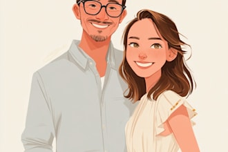 illustrate a fabulous couple portrait illustration