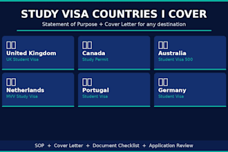 prepare a professional sop and cover letter for your study or visit visa