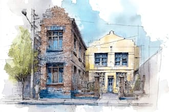 sketch architecture building or houses with