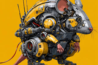 design a robots and concept art of futuristic mecha