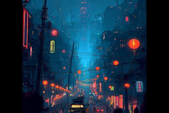 design an illustration of futuristic cyberpunk city