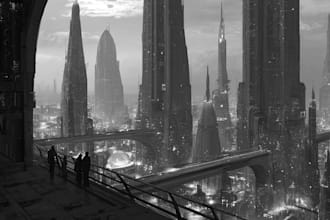 draw a cyberpunk city illustrations