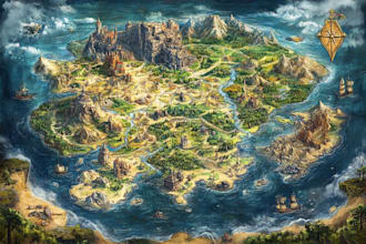 draw a fantasy map with digital watercolours