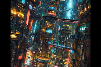 design futuristic cyberpunk city or character