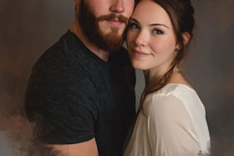 illustrate a romantic family couple portrait