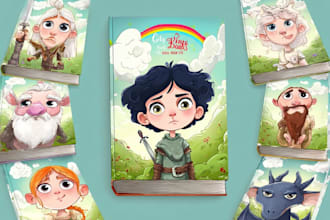 draw cartoon fantasy book cover with magical style