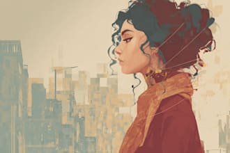 draw watercolor house portrait or city space illustration