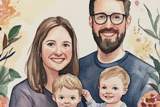 make watercolor family portrait