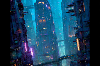 do cyberpunk sci fi futuristic city