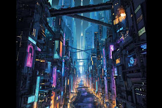 design a illustration of futuristic cyberpunk city