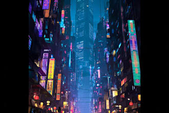 do illustration of futuristic cyberpunk city