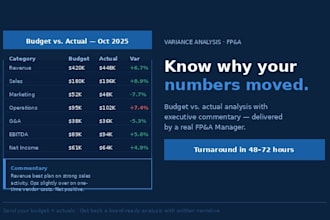review your financials and deliver a variance analysis