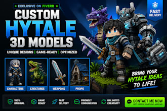 create custom voxel style 3d models for hytale, games