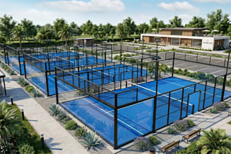 create realistic 3d padel court pickleball and badminton courts