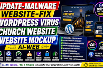 malware website fix wordpress virus church website website mockup ai website