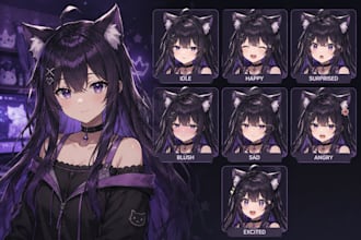 create anime pngtuber avatar for twitch and vtuber streamers anime illustration