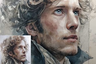 draw watercolor character design and portraits