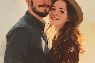 design couple portrait wedding portrait illustration