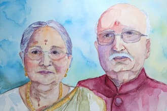 watercolor portrait painting, photo to watercolor portrait