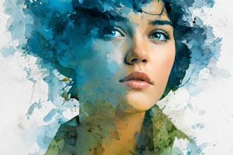 creat  outstanding watercolor portrait