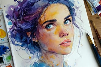 draw watercolor portrait illustration
