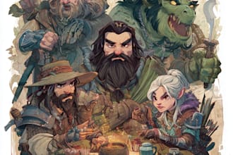 did dnd group party dnd character art