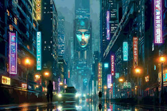 create illustration of futuristic cyberpunk city