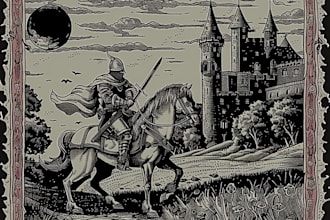 make a medieval woodcut style illustration