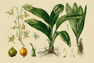 create elegant vintage botanical illustrations for books packaging and wall art