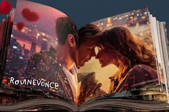 draw fantasy romance book cover with magical illustration
