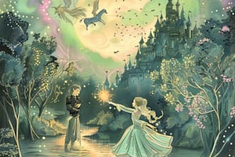 create a classical vintage fairy tale illustration