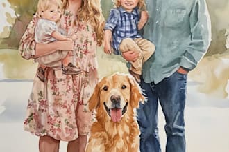 create a watercolor family portrait