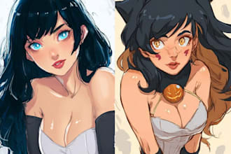 draw sfw or nsfw anime art, fan art, illustration