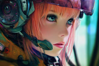 draw a custom anime character in a sketchy indie style