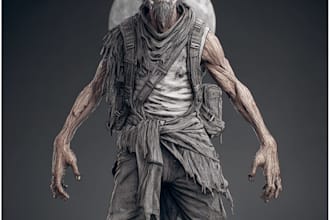 illustrate dark fantasy horror character with cinematic lighting