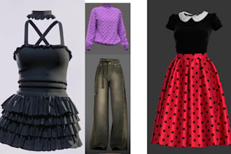 create realistic clo 3d clothing design, fashion mockup and garment visualizatio