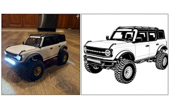 create custom black and white car vector artwork