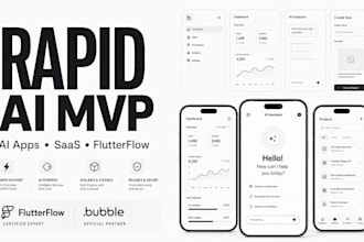 develop ai mobile app, ai saas app using flutterflow bubble io