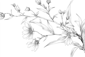 create elegant botanical line art illustrations for branding and decor