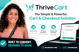 do thrivecart course, cart abandon, landing page samcart sales funnel and ebook