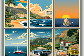 illustration top quality retro vintage travel poster