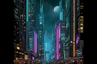 make an animation of a futuristic cyberpunk night city